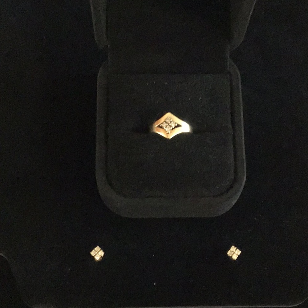 LISTING UPDATE Diamond Pinkie Ring & Earrings